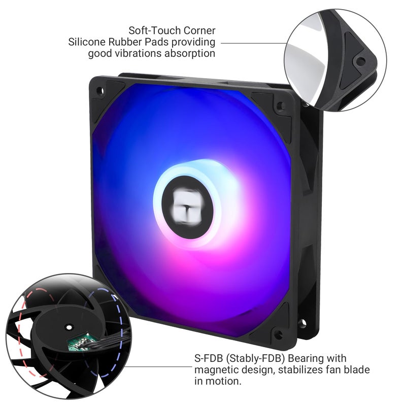 Thermalright مروحة CPU TL-C12C-S X3 120mm ARGB مروحة تبريد علبة، مروحة كمبيوتر صامتة 4pin PWM مع تحمل S-FDB، تصل إلى 1550RPM (3 قطع) - Image 4